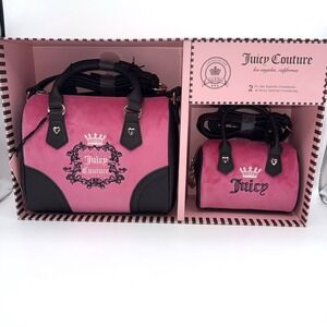 Juicy Couture 2 piece Satchel Crossbody & Micro Satchel Crossbody Purse Pink